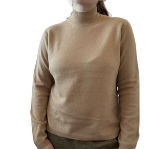 Lord & Taylor NWT Tan 100% Cashmere Mock Neck Soft Cozy Winter Sweater XL